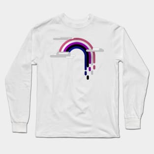 Gender Fluid Pride Flag Minimalist Drip Rainbow Design Long Sleeve T-Shirt